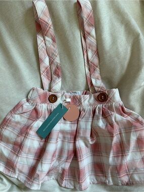 Bailey’s Blossoms Pink Plaid Suspender Skirt